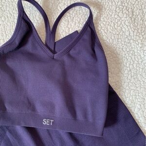 Set  Active Purple Sculptflex Ribbed Workout Bra